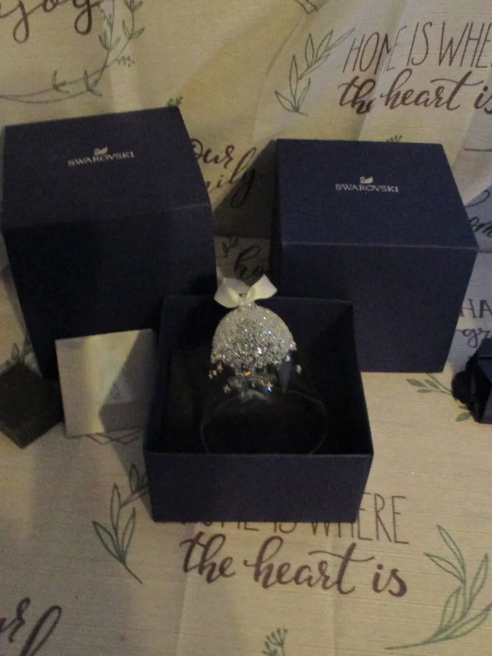 Swarovski Crystal Bell Star Glass Ornament  in box